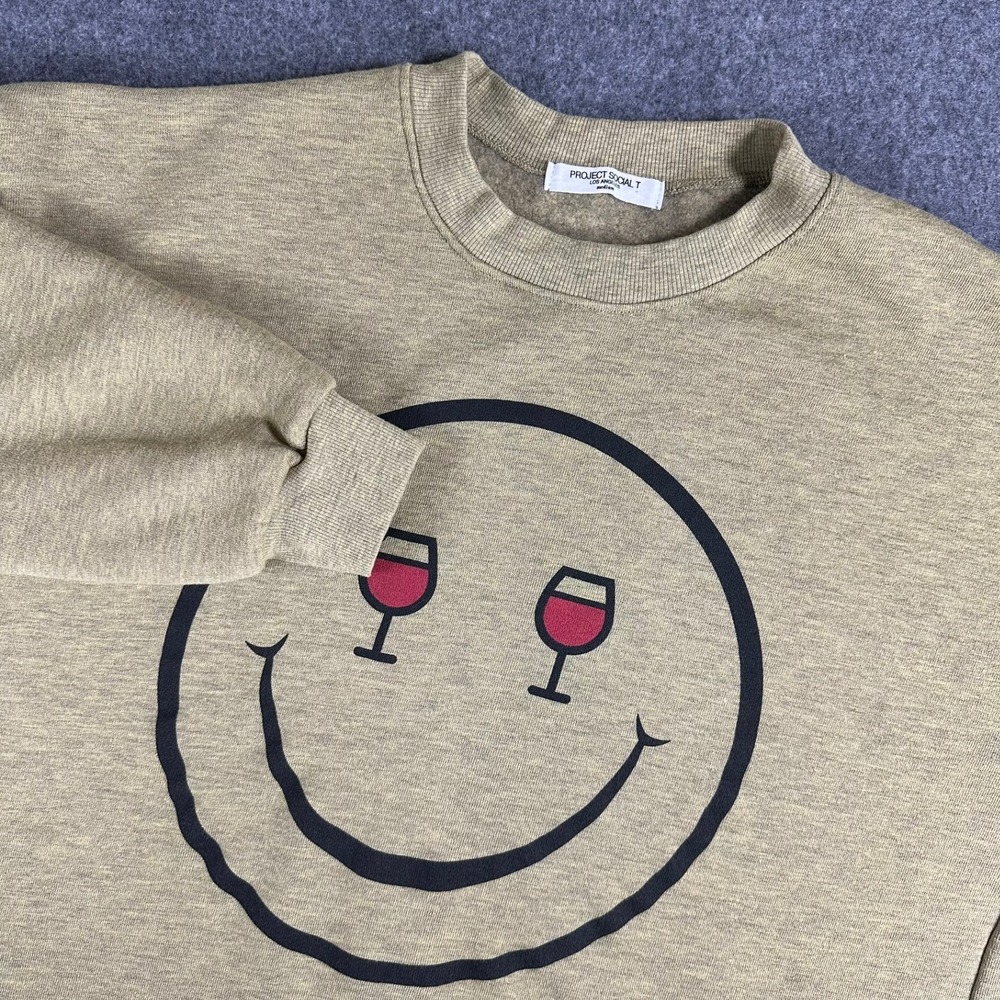 Women's Medium Wine Project‎ Social T Los Angeles Smiley Face Graphic Sweatshirt - Picture 3 of 9